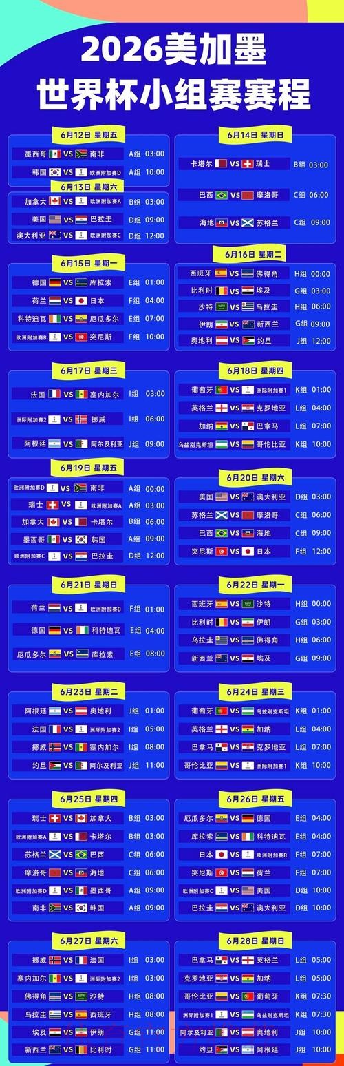 2026美加墨世界杯完整赛程推荐